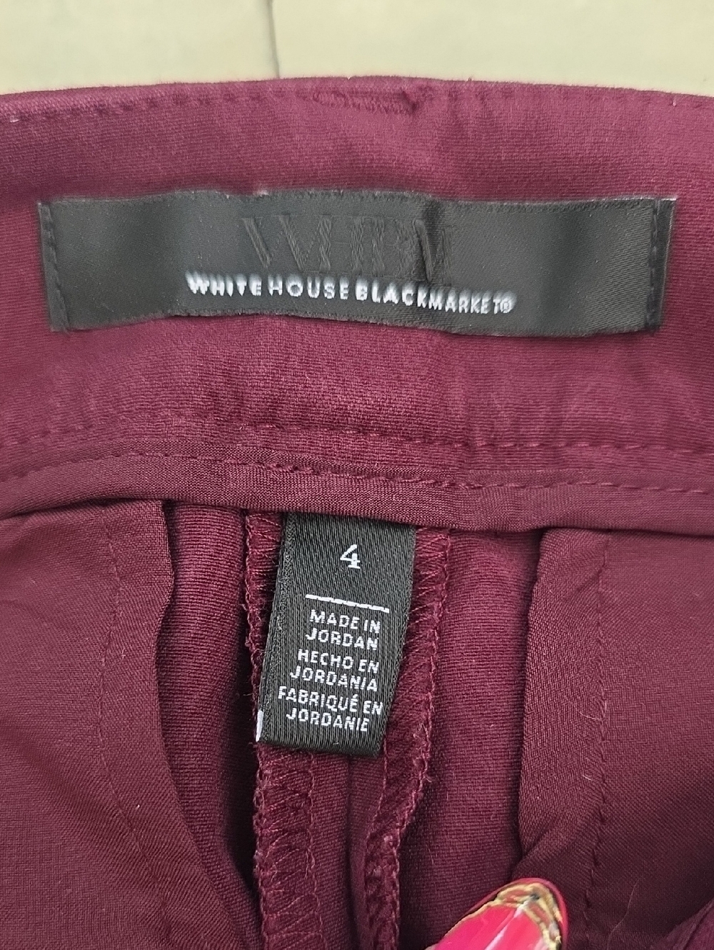 WHBM Slim Straight Burgundy Pants 4 - Picture 6 of 6